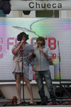 Proclamation. The singer and actress La Terremoto de Alcorcon with the actor Fernando Tejero