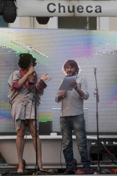 Proclamation. The singer and actress La Terremoto de Alcorcon with the actor Fernando Tejero